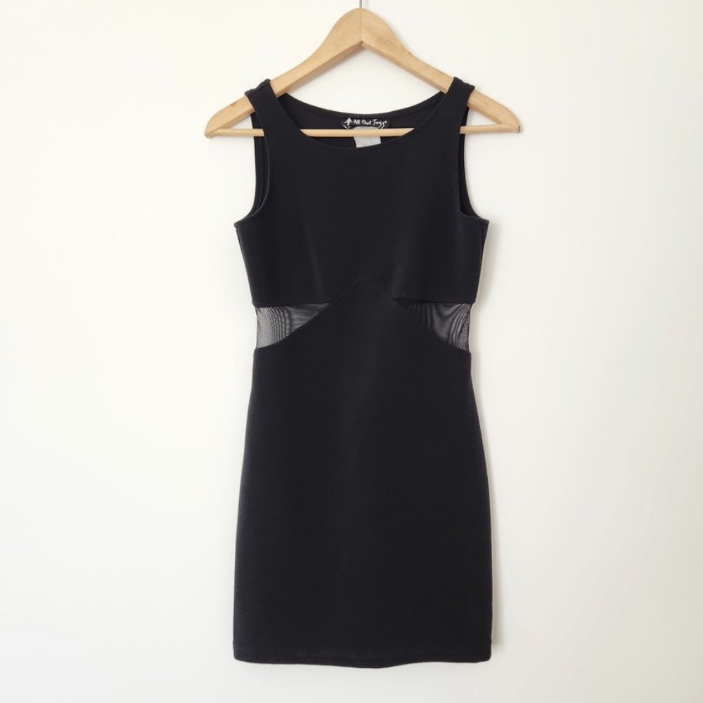 Vintage Black Mini Dress with Sheer Side Panels